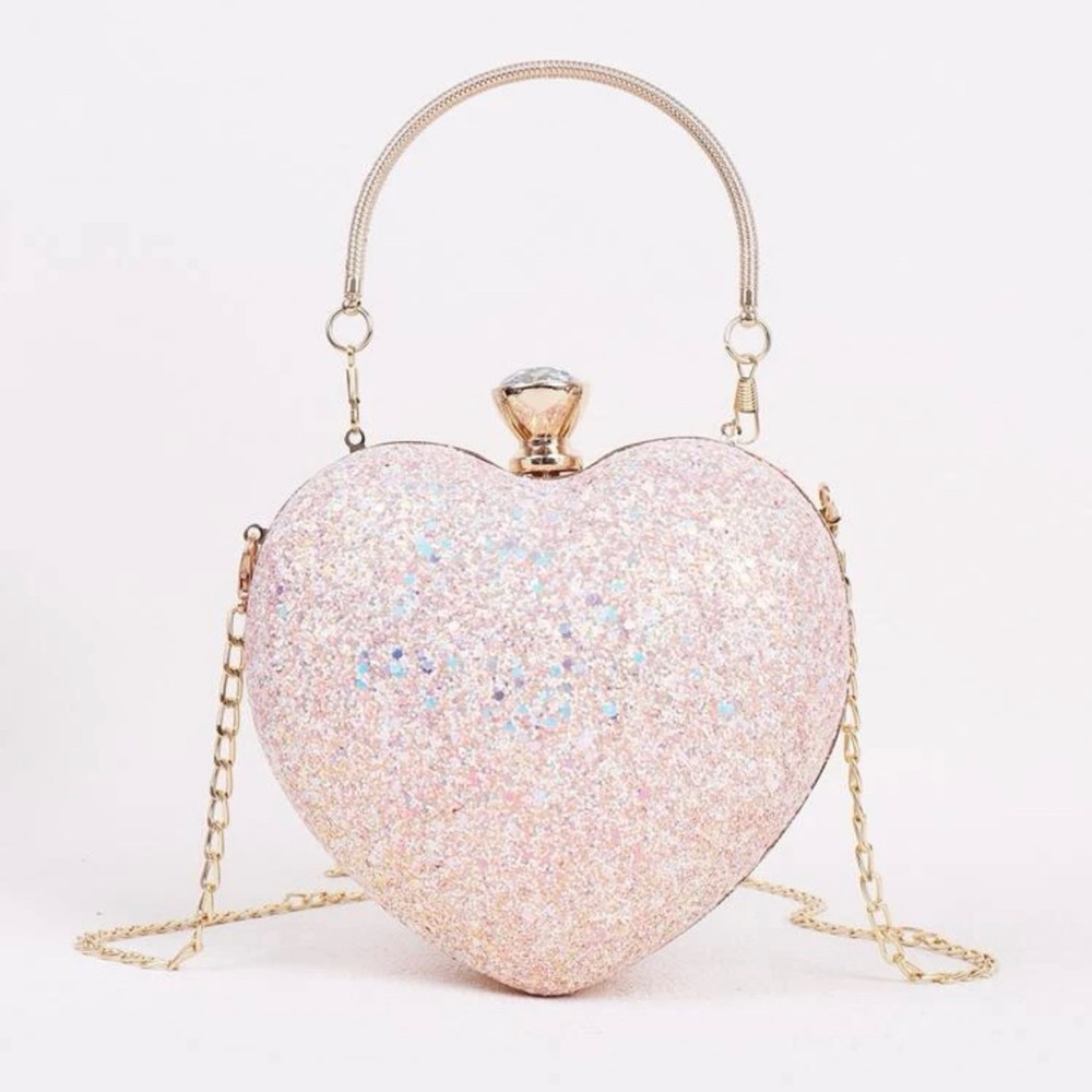 Mini glitter heart shaped clutch - Picture 3 of 4